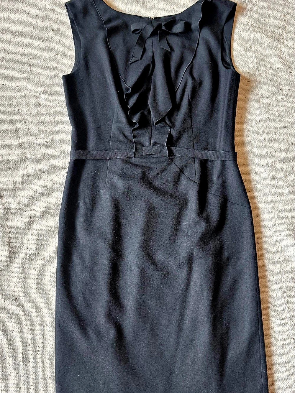 Vintage Moschino Cheap and Chic Black Ruffle Bow Sheath Dress US 10 Italy
